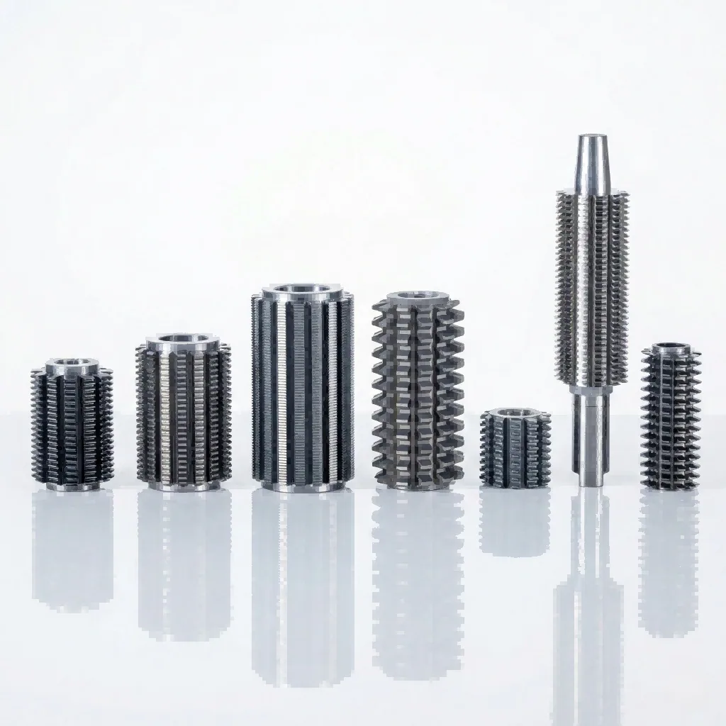 K-Series and G-Series carbide hobs side by side with BALINIT coating visible
