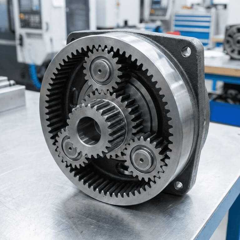 Nobeve External Gear Power Skiving Wet Machining Nobeve wheel-type power skiving cutter performing a wet machining process on an external gear using a multi-axis CNC machine