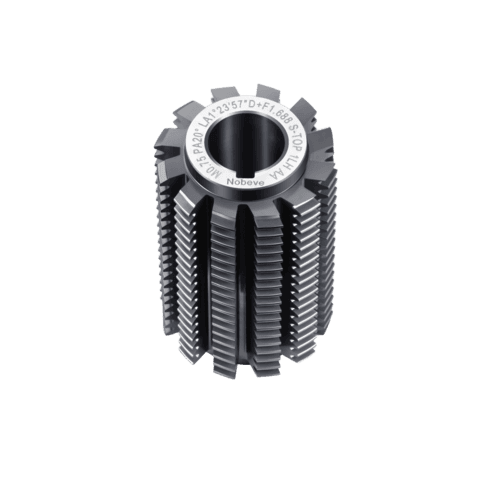 Nobeve Wet Gear Hobbing Process Oil Cooling Nobeve solid carbide gear hob performing a wet gear machining process with oil cooling on a CNC hobbing machine