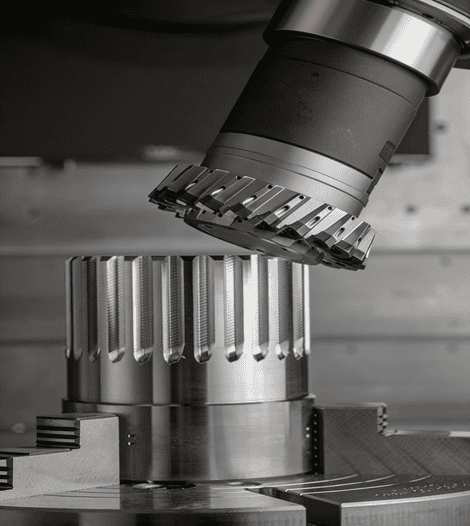Nobeve solid carbide gear hob performing a high-speed dry gear hobbing process, demonstrating efficient machining and thermal stability without the use of cutting fluids