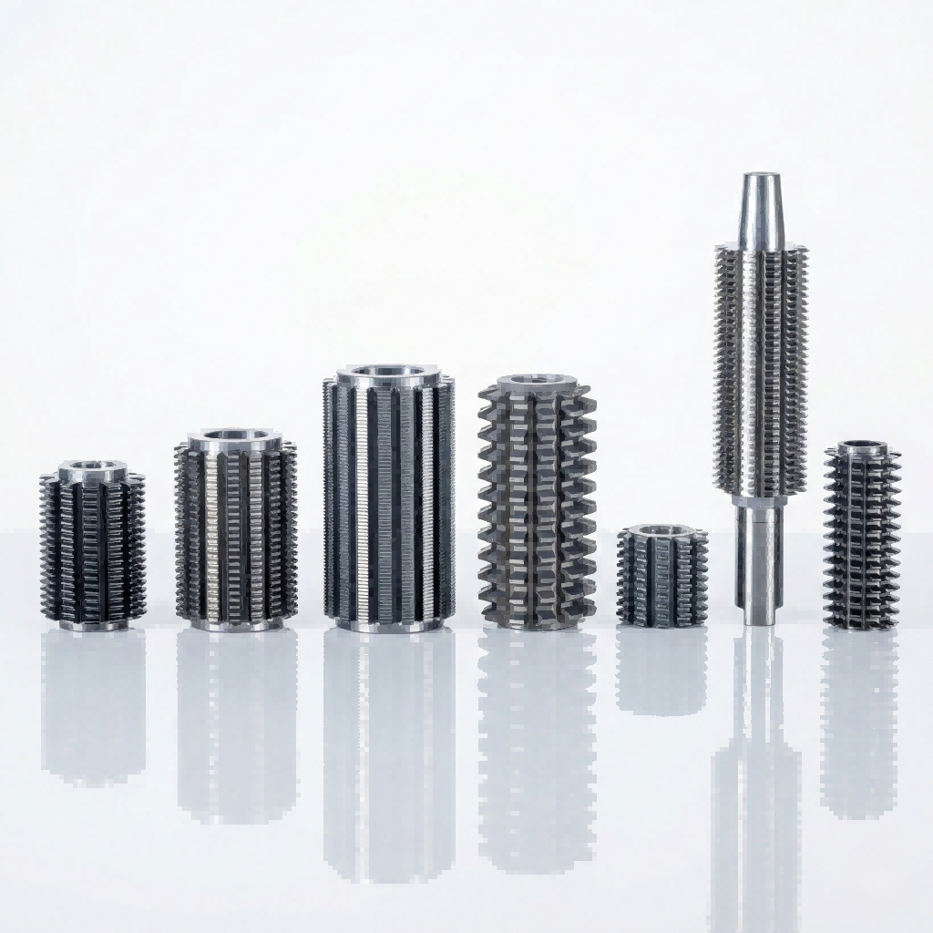 K-Series and G-Series carbide hobs side by side with BALINIT coating visible