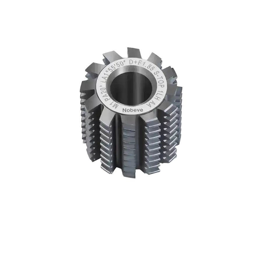 Nobeve N-Series solid tungsten-cobalt carbide gear hob designed for low-speed oil-cooling soft gear machining.